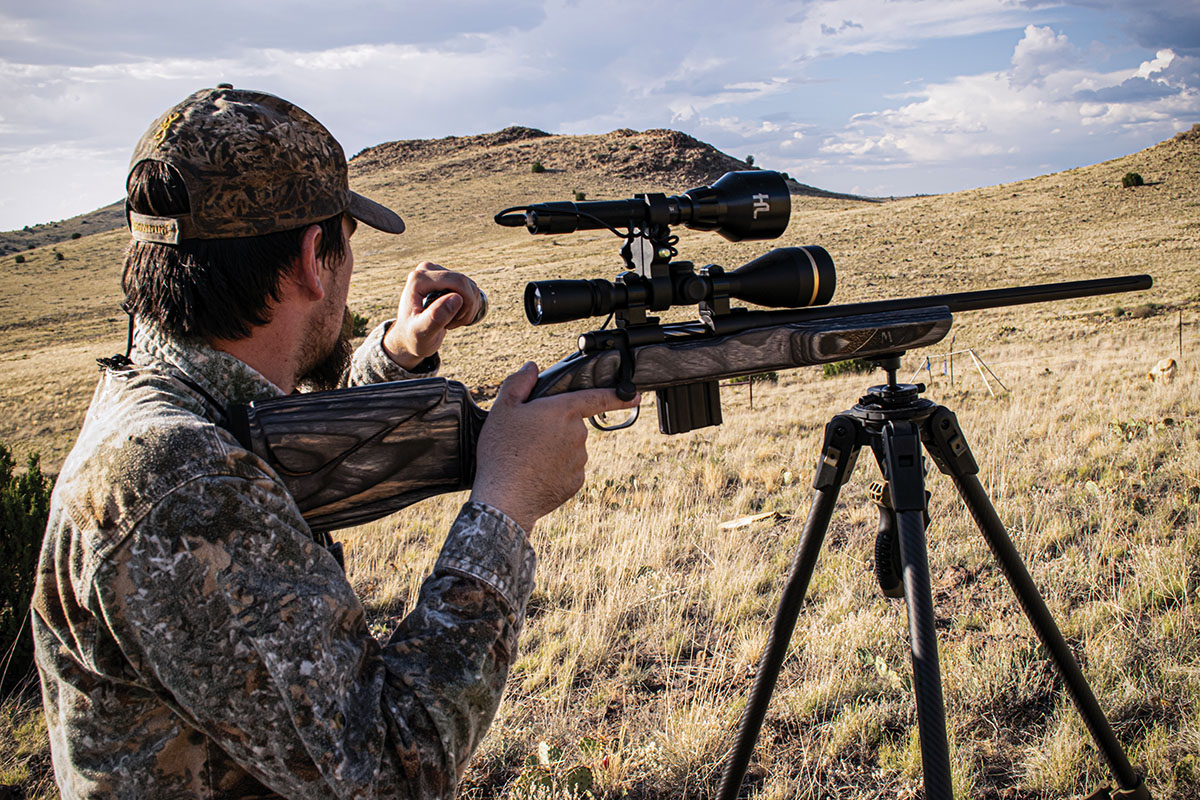 Having two red lights, one for scanning and one mounted to the rifle is a great help and having a buddy to scan while you stay on the rifle is even better.